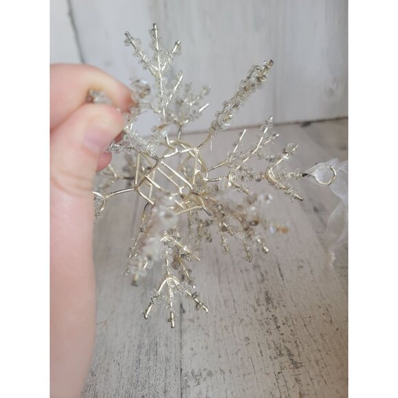 Vintage unique Snowflake beaded ornament Xmas - Picture 6 of 7